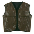 Faux Brown Leather Western Vest w/ Fringe